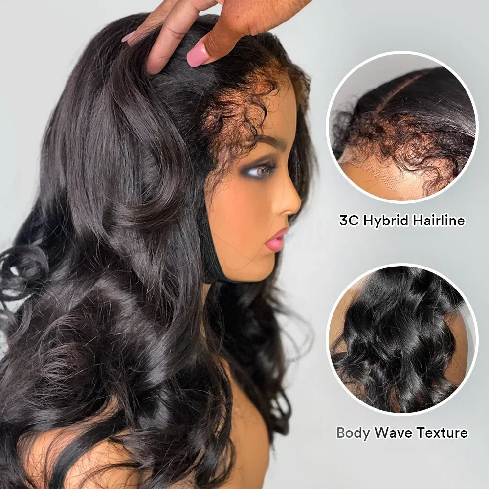 4C Kinky Edges Curly Baby Hair Wig 13x6 HD Lace Frontal Wig 100% Human Hair Body Wave 13x4 Lace Front Human Hair Wigs for Women