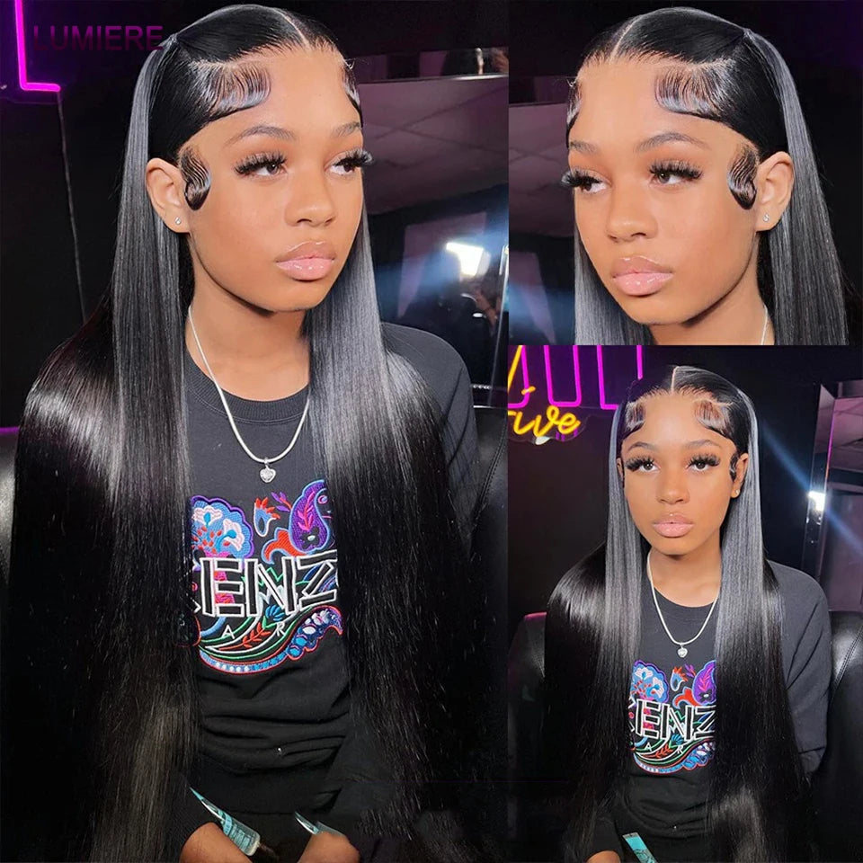 Bone Straight Human Hair Bundles with 13x4 HD Transparent Lace Frontal Closure And Bundle 100% Virgin Hair Weave 3/4 Bundle Deal