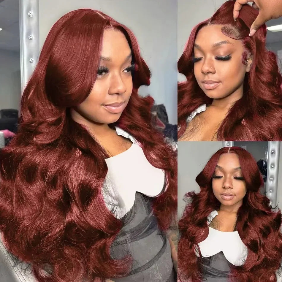220 Density Reddish Brown 13x6 HD Lace Front Wigs Human Hair 13x4 Body Wave Colored Lace Frontal Wig 13x6 Chocolate Borwn Wig