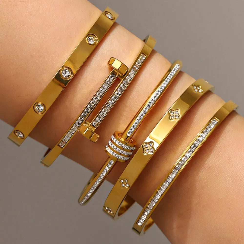 Zircon Stainless Steel Bangles for Women