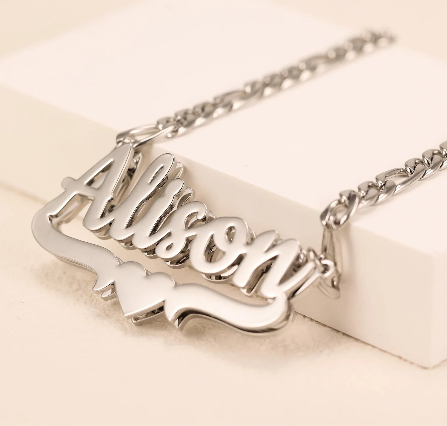 Necklace for Women Men Nameplate  Layer 3D Necklace Stainless Steel Jewelry