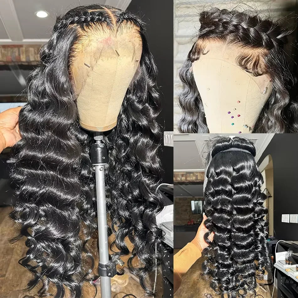 WIGIRL HD 200% 30 Inches Loose Deep Wave Curly 13x6 Wigs Human Hair Lace Frontal 13x4 Water Wave Transparent Lace Front Wig