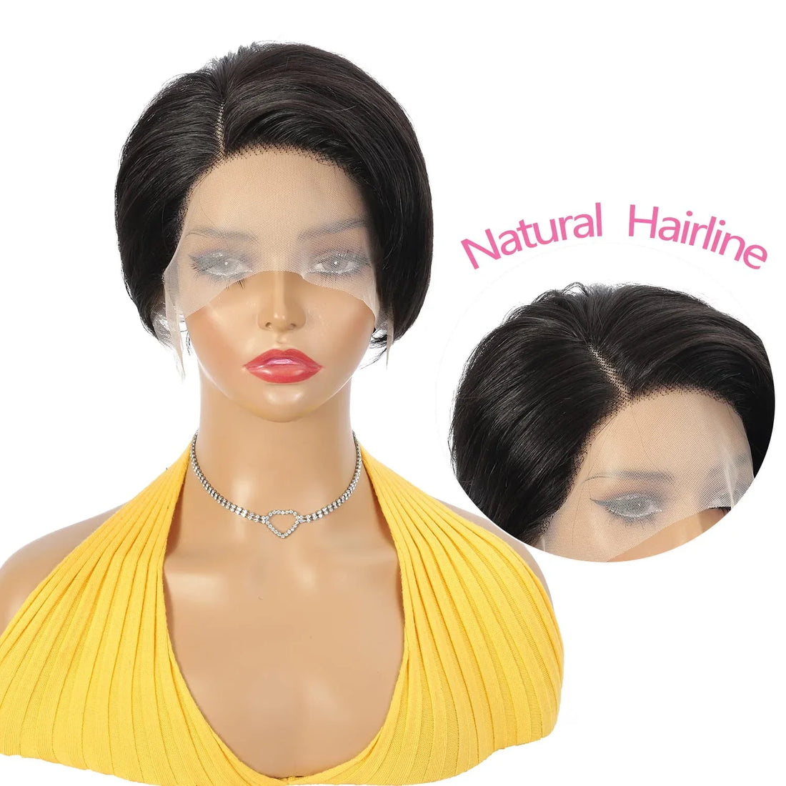 Short Pixie Cut Wigs Straight Human Hair Bob Wigs Brazilian 13*1 Transparent Lace Front Wigs For Women Natural Color