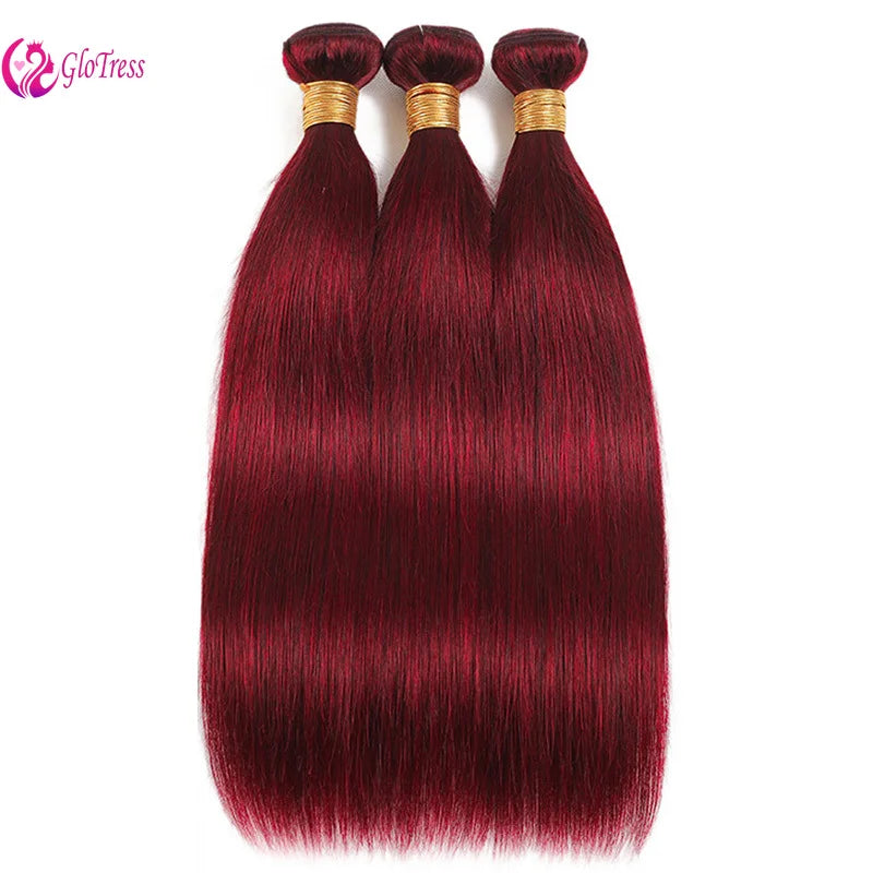 Straight Human Hair Bundles 8-26 Inch 100g/Bundle Double Weft Weave Extensions Brazilian Color 99j 3 Bundles Human Hair
