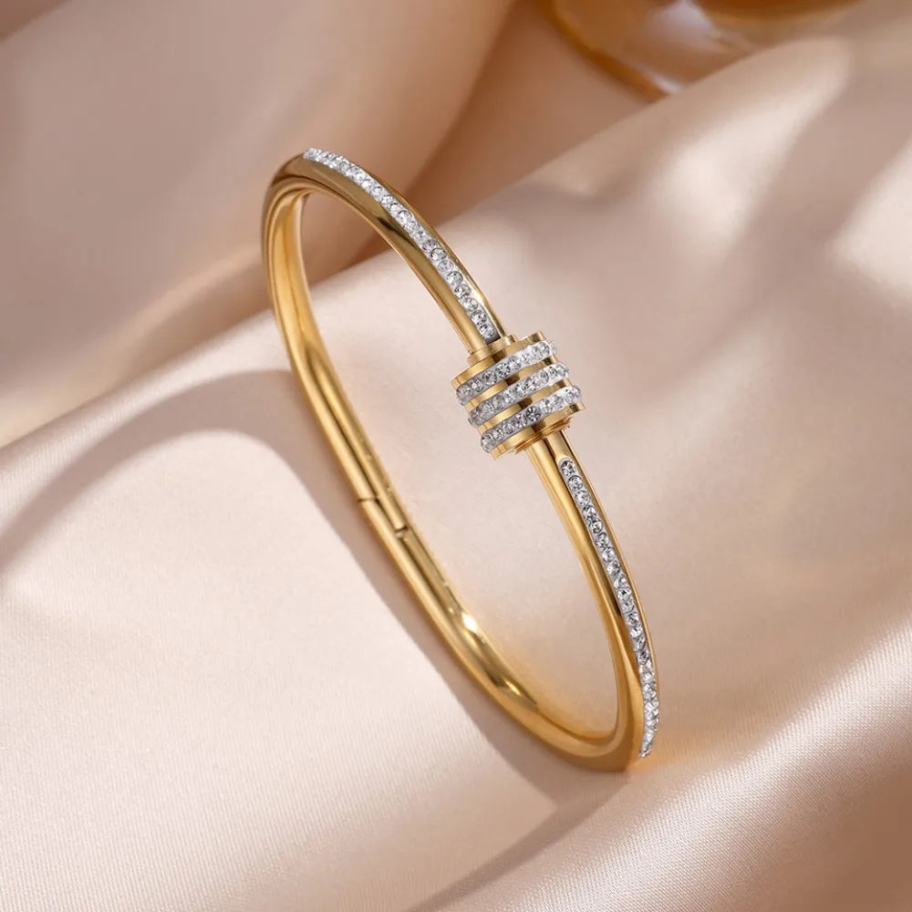 Zircon Stainless Steel Bangles for Women