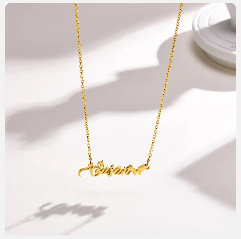 Vnox Custom Name Necklaces for Girls Boys, Stainless Steel Personalized Baby Nameplate Chokers Collar Gift Jewelry