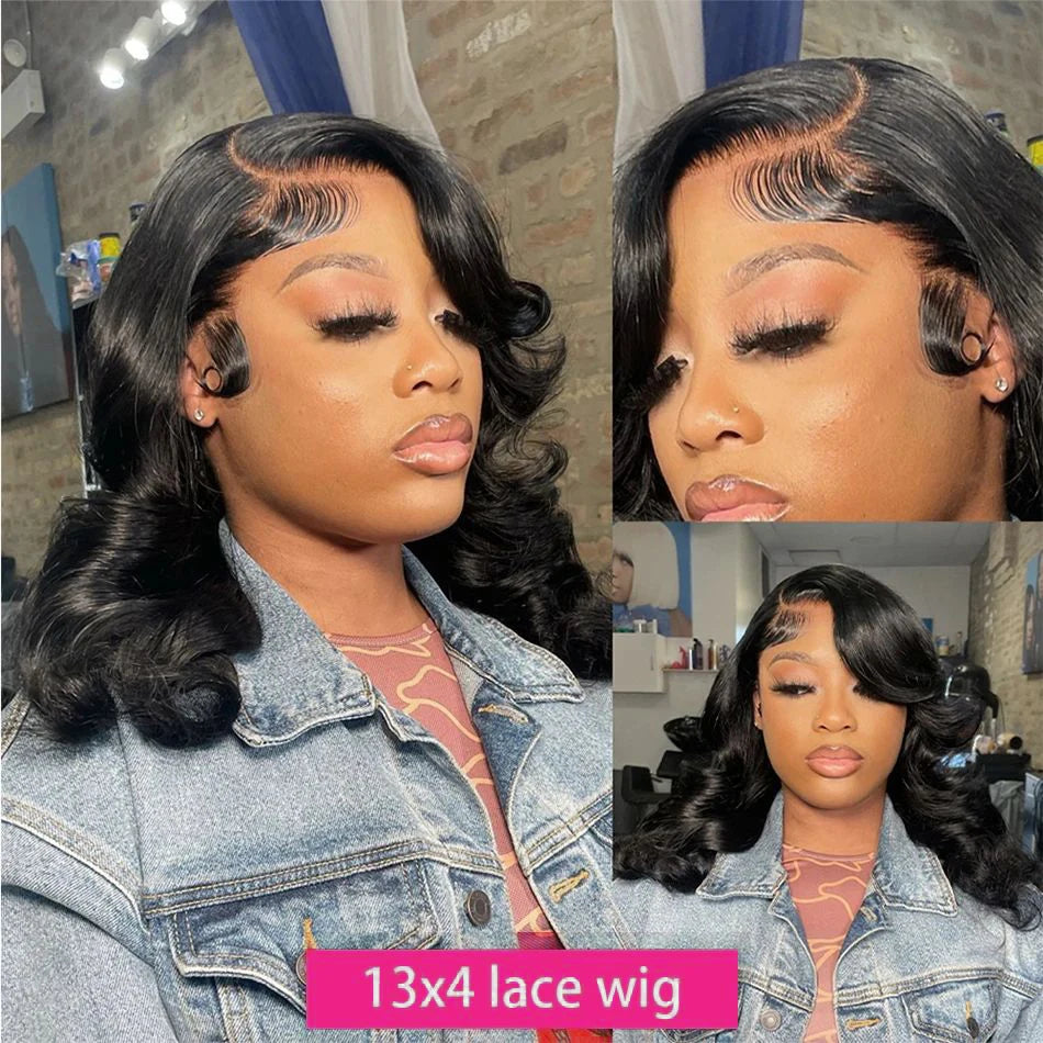 Brazilian Body Wave Short Bob Wig 13x4 Lace Frontal Human Hair Wigs 200% Density 4x4 Lace Closure Wig Natural Body Wave Bob Wigs