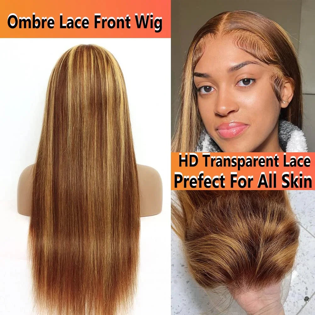 Highlight Glueless Wig Human Hair Ready To Wear And Go For Women 13x6 Hd Frontal Straight Honey Blonde Lace Front Wigs