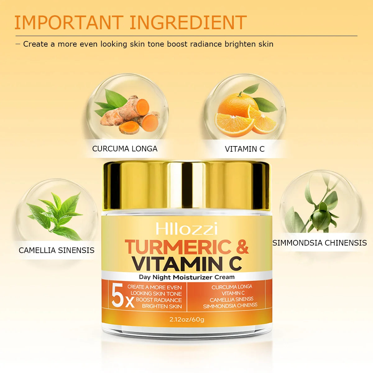 Collagen Turmeric Vitamin C Cream – Brightening & Moisturizing Face Cream (60g)
