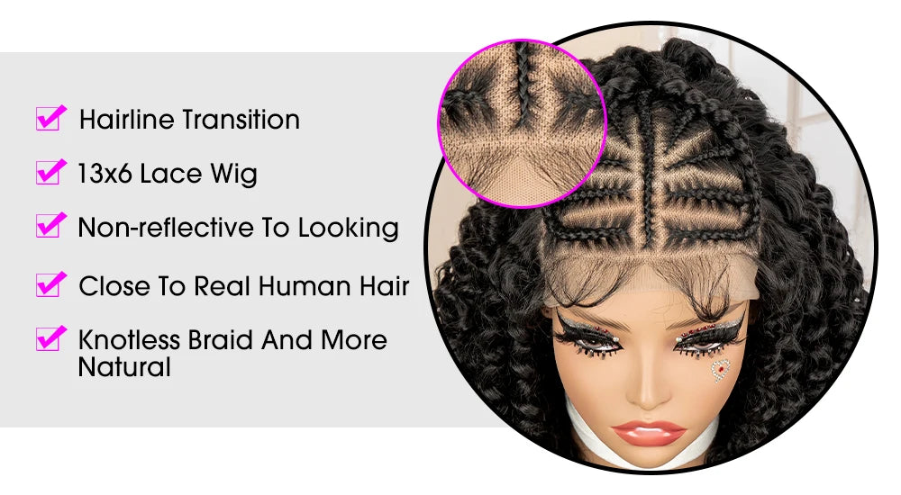 22" Synthetic Curly Wavy Wig with Braids – UTIMATE 13x4 Lace Front Wig for Women, Natural Crimps Daily Hair Replacement Wig
