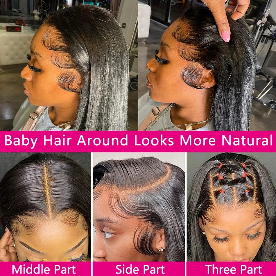 Brazilian Straight 360 Full Lace Frontal Wig 40 Inch 13x6 HD Transparent Lace Front Human Hair Wigs 5x5 Closure Wigs For Women