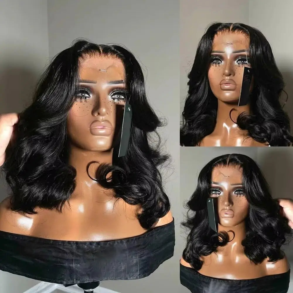 Brazilian Body Wave Short Bob Wig 13x4 Lace Frontal Human Hair Wigs 200% Density 4x4 Lace Closure Wig Natural Body Wave Bob Wigs
