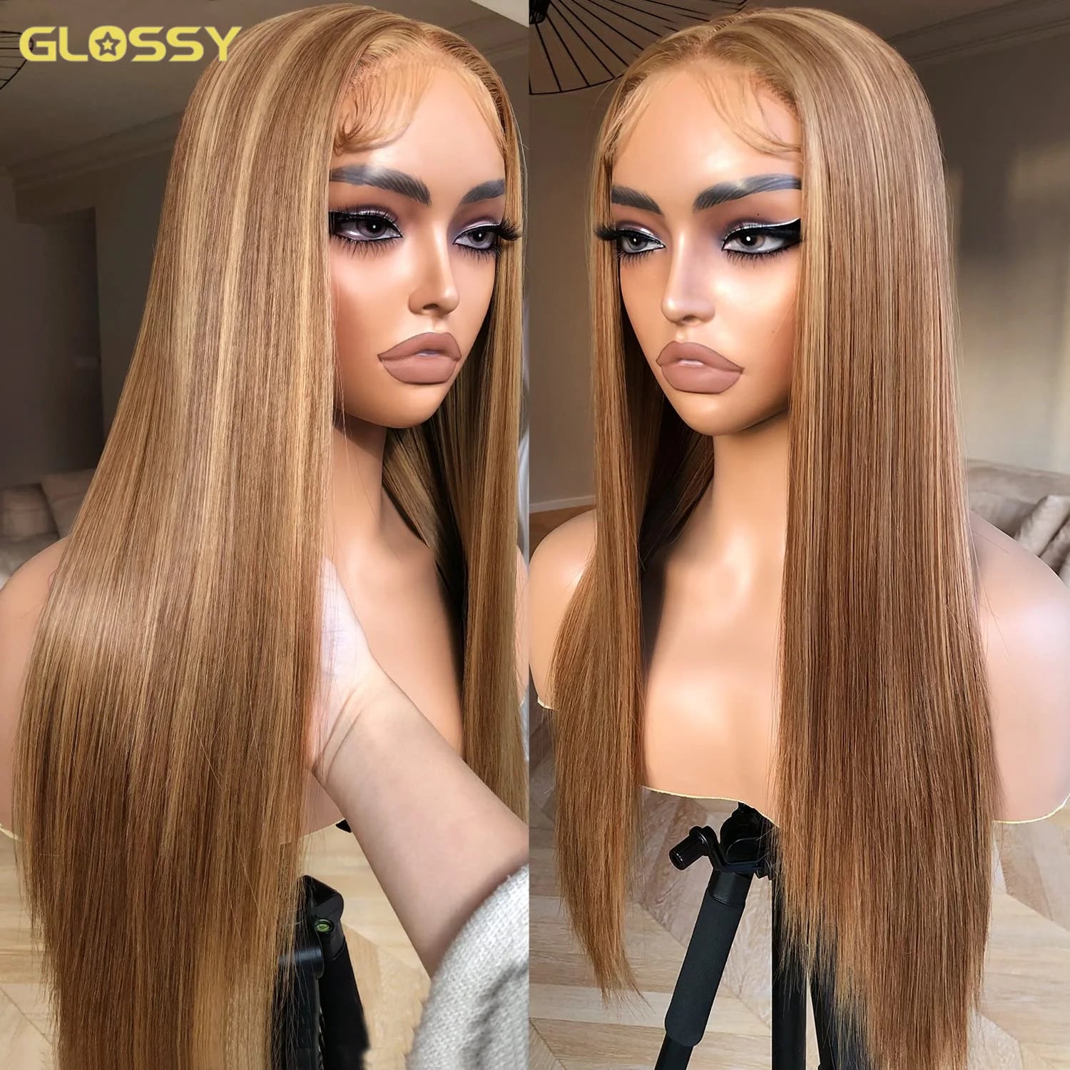 Highlight Glueless Wig Human Hair Ready To Wear And Go For Women 13x6 Hd Frontal Straight Honey Blonde Lace Front Wigs