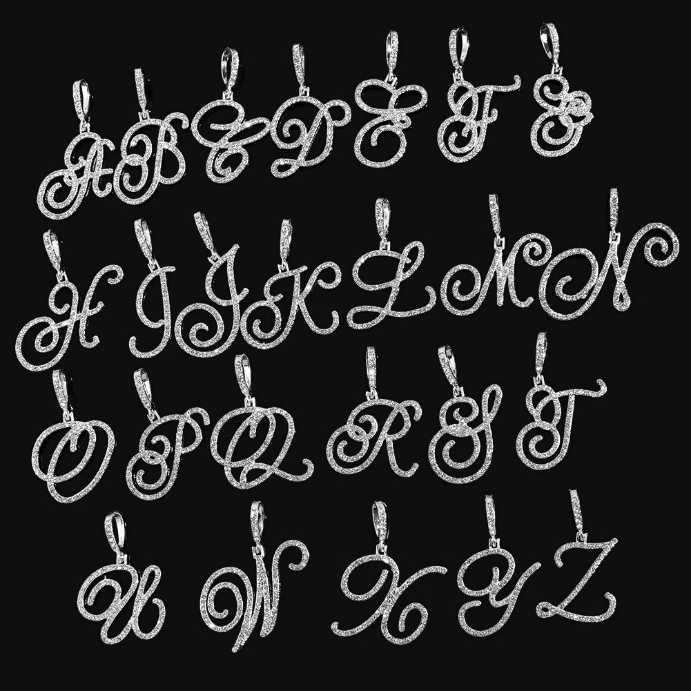Flatfoosie New A-Z Cursive Initial Letter Name Pendant Necklace For Women Simple Rope Chain Letter Necklace Fashion Jewelry