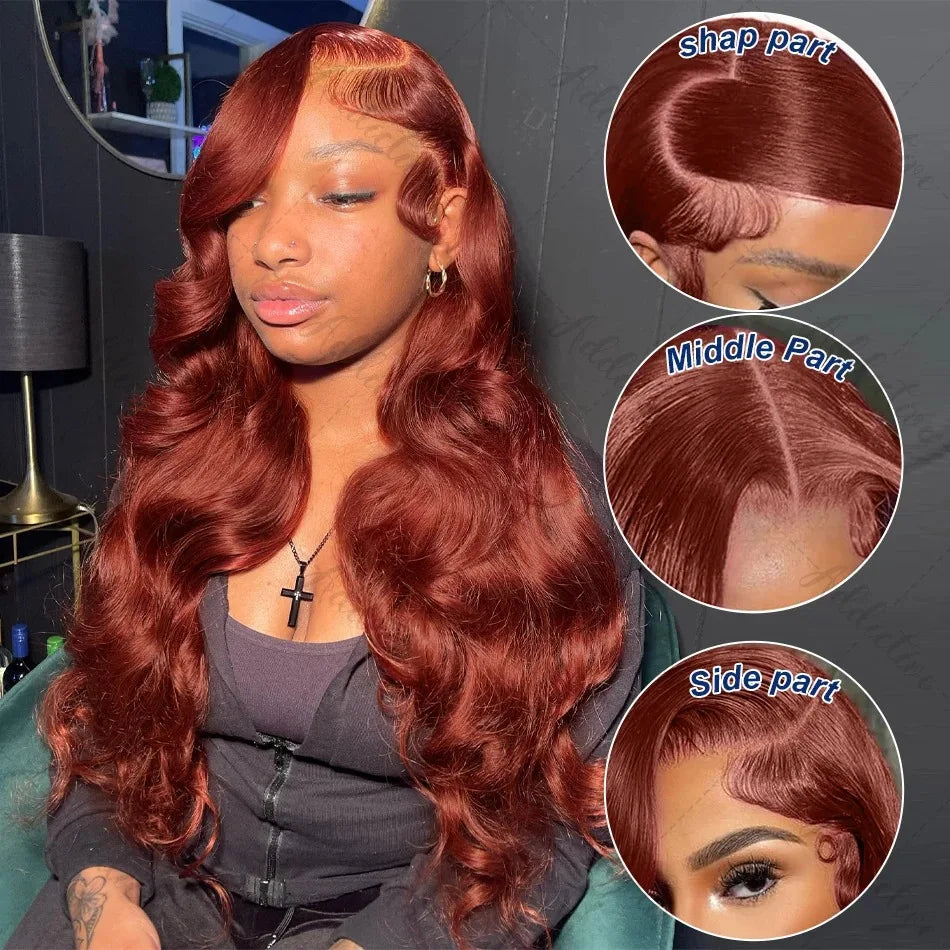 220 Density Reddish Brown 13x6 HD Lace Front Wigs Human Hair 13x4 Body Wave Colored Lace Frontal Wig 13x6 Chocolate Borwn Wig