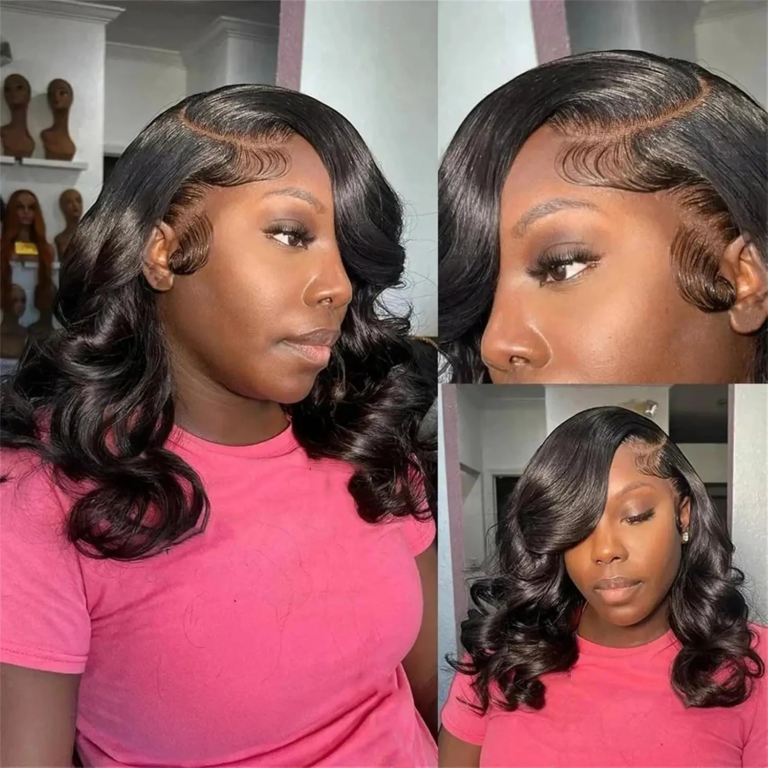Brazilian Body Wave Short Bob Wig 13x4 Lace Frontal Human Hair Wigs 200% Density 4x4 Lace Closure Wig Natural Body Wave Bob Wigs