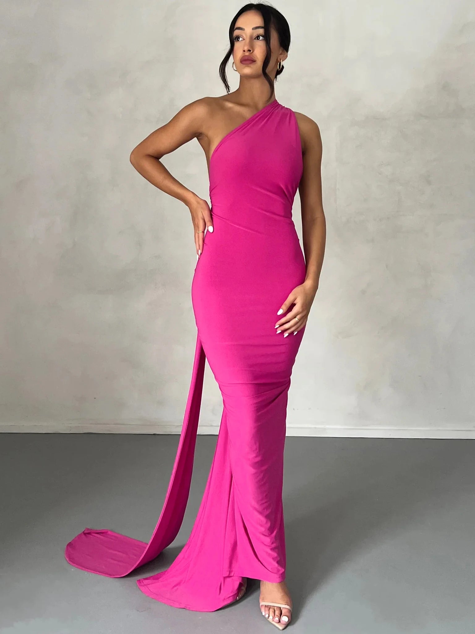 Dulzura Neon Y2K Clothes One Shoulder Sleeveless Backless Ruched Bodycon Maxi Dresses For Women Club Birthday Party Evening Prom
