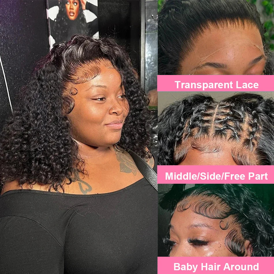 Bob Wig Human Hair Curly Wigs Short Deep Wave 13x6 Hd Lace Frontal Wig Brazilian 5x5 Closure Bob Wig For Women