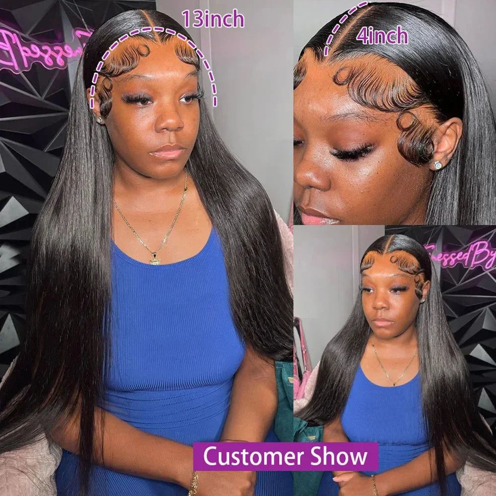 Brazilian Straight 360 Full Lace Frontal Wig 40 Inch 13x6 HD Transparent Lace Front Human Hair Wigs 5x5 Closure Wigs For Women
