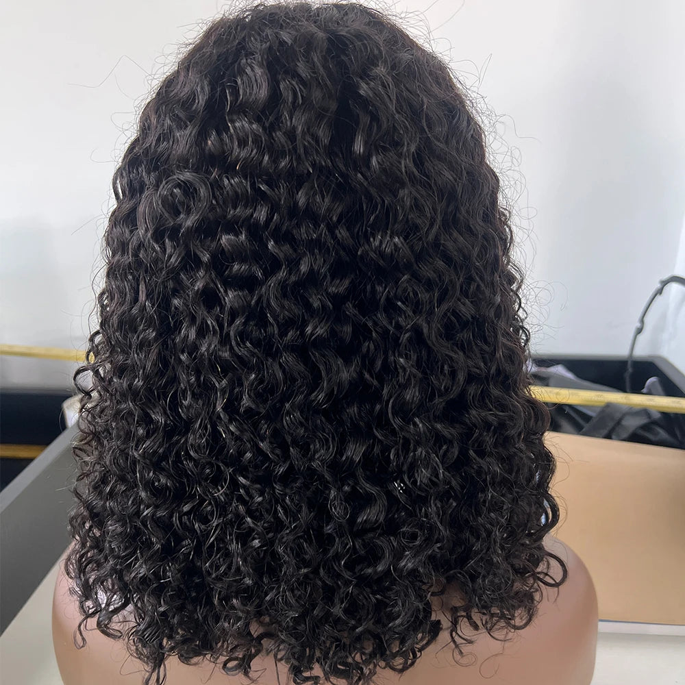 Short Bob Kinky Curly Human Hair Wig – 4C Edges Lace Front & 4x4 Closure, Transparent Lace Natural Hairline (100% Remy)