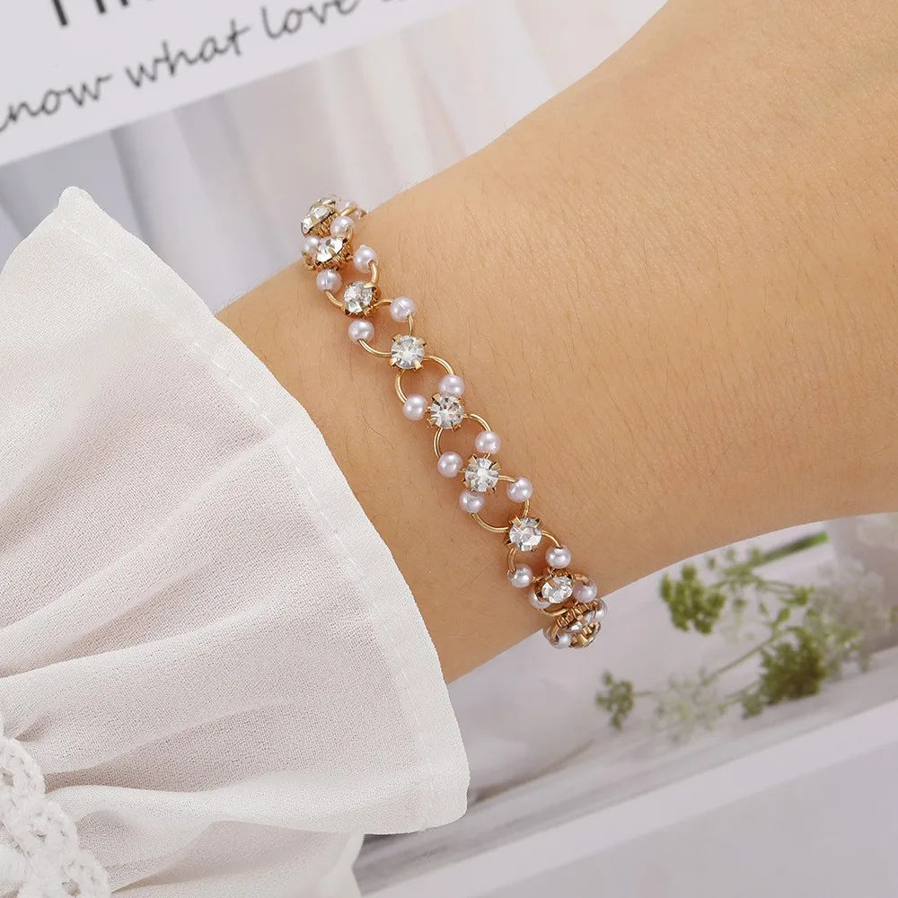Y2K Zircon Ins Bracelets for Women Korean Fashion Sweet Girls Sparkling Hollow Heart Delicate Chain Bracelet Party Jewelry