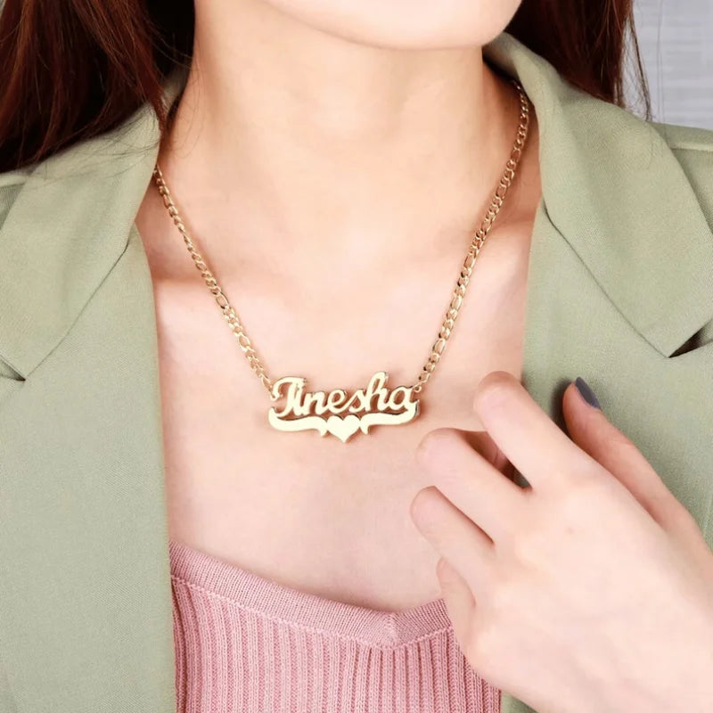 Necklace for Women Men Nameplate  Layer 3D Necklace Stainless Steel Jewelry