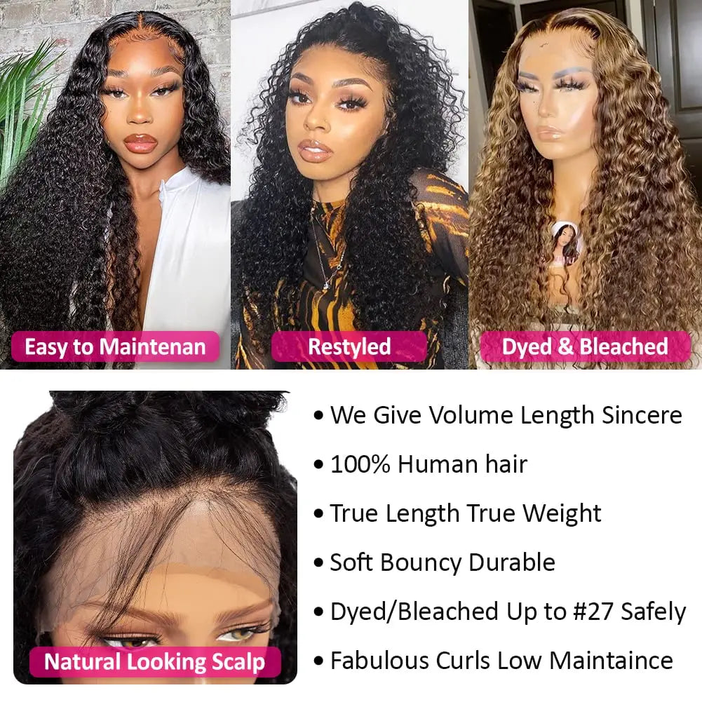 Kinky Curly Human Hair Wig – Glueless Wear & Go 4x4/13x4/13x6 Lace Front Wig, Long Brazilian Remy Hair for Women