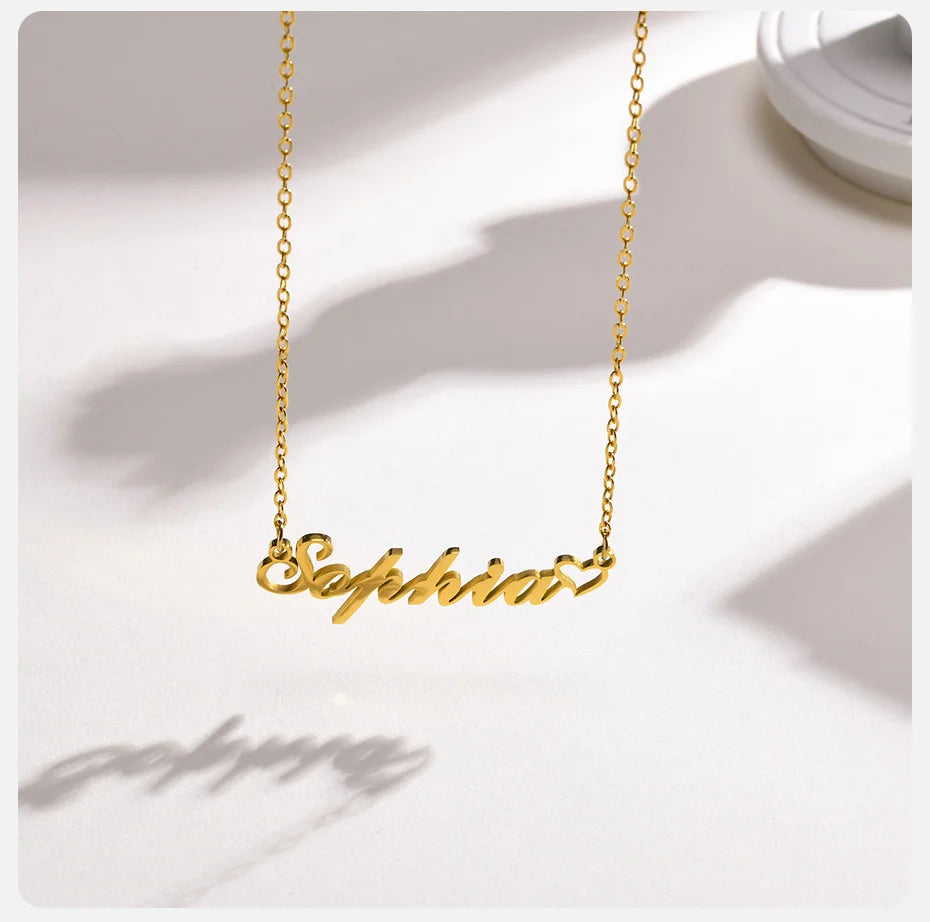 Vnox Custom Name Necklaces for Girls Boys, Stainless Steel Personalized Baby Nameplate Chokers Collar Gift Jewelry