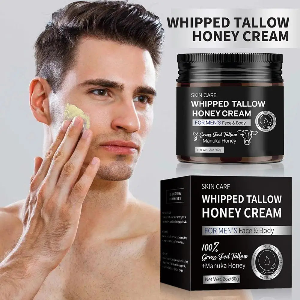 Whipped Beef Tallow Honey Face Cream – Deep Moisturizer for Men (50ml)