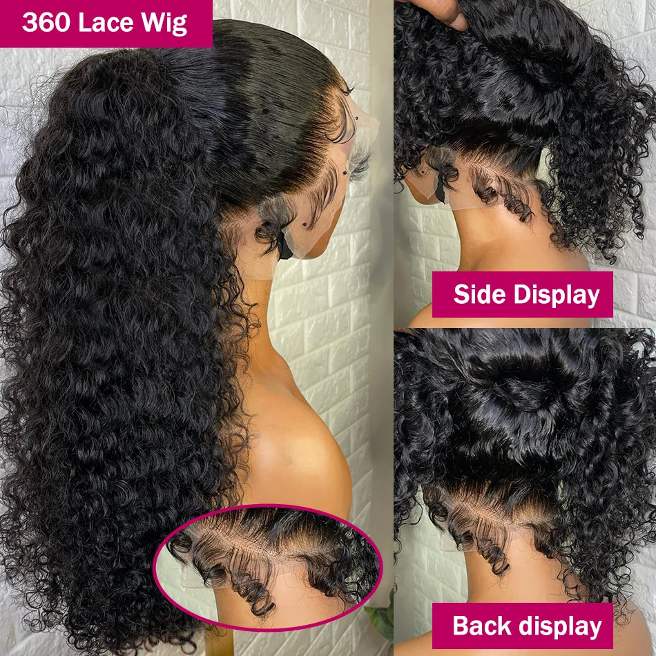 Transparent Water Wave 13x6 Lace Front 360 Lace Curly Wigs For Women Human Hair PrePlucked 13x4 Deep Wave Lace Frontal Wig