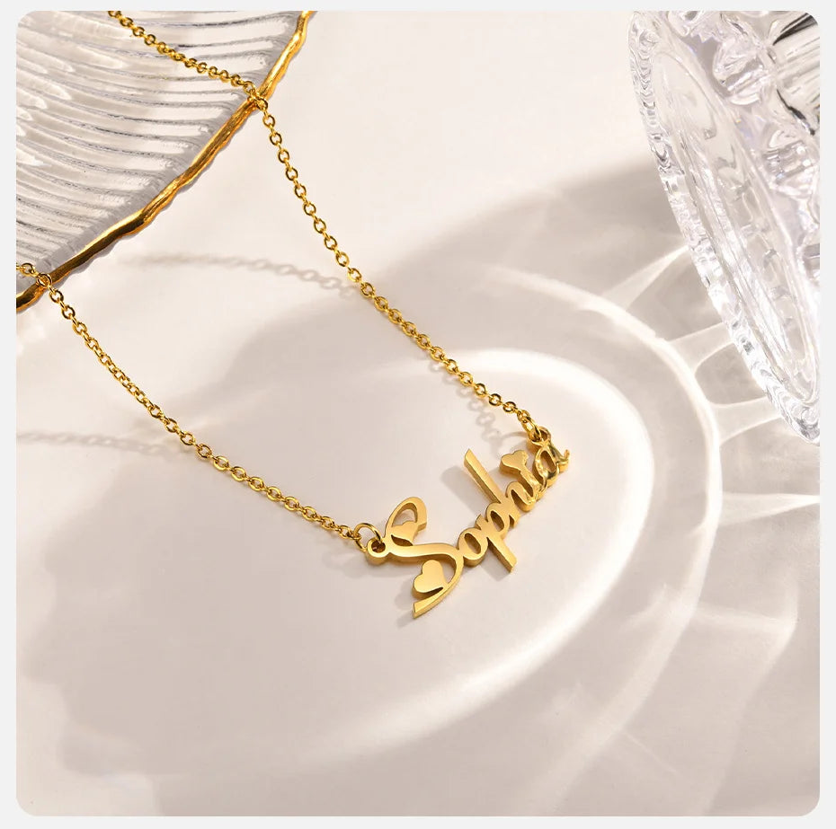 Vnox Custom Name Necklaces for Girls Boys, Stainless Steel Personalized Baby Nameplate Chokers Collar Gift Jewelry