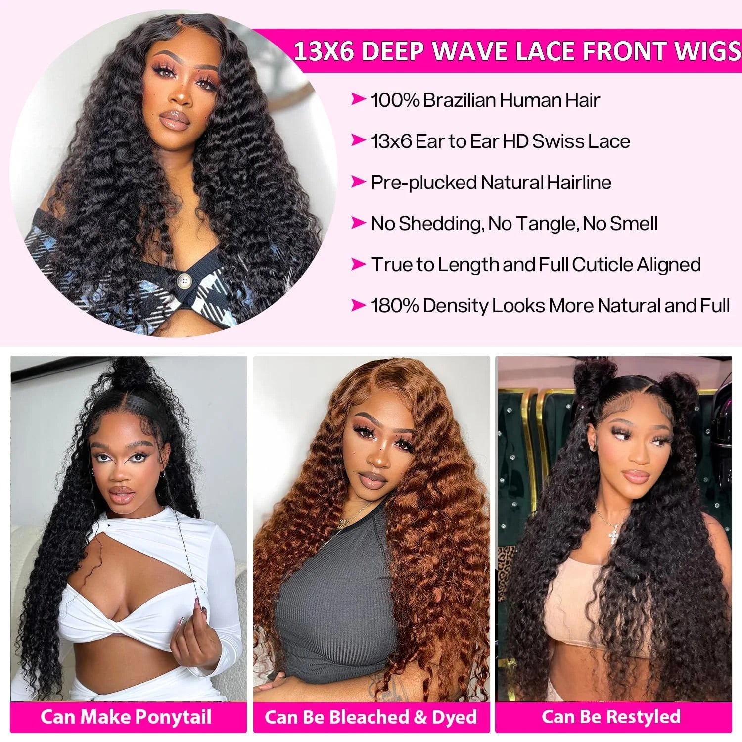 250 Density Wear And Go Deep Wave Glueless Wig Human Hair For Women 7x5 13x6 Hd Frontal Curly Lace Front Wigs