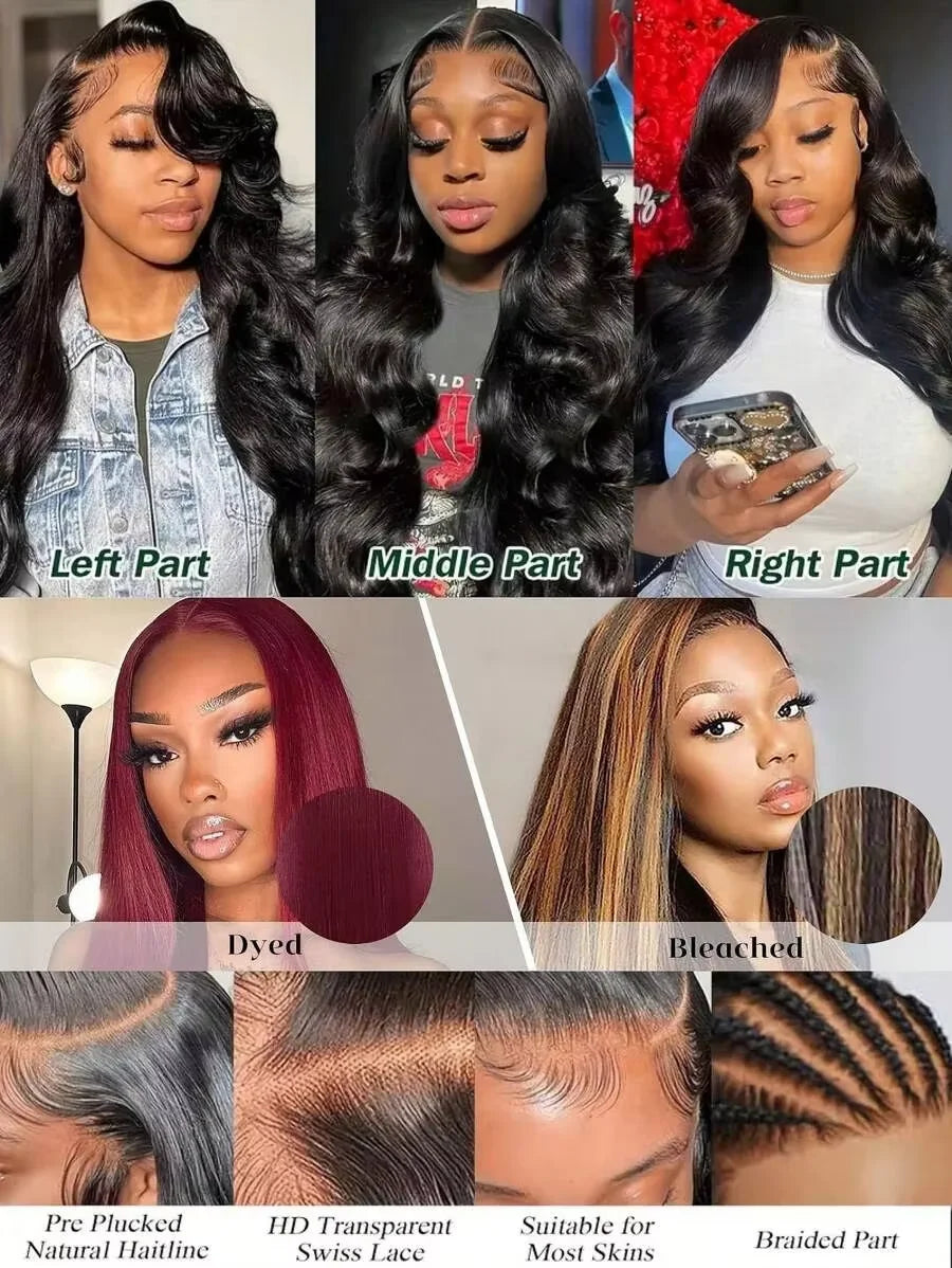 250% 13x6 Hd Transparent Lace Frontal Wig 13x4 Body Wave Human Hair Wigs 30 32 40 Inch  Lace Front Brazilian 100% Human Hair Wig