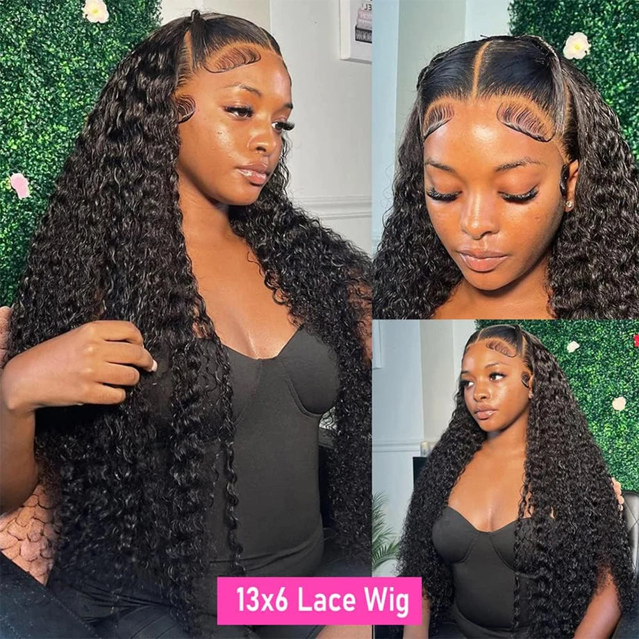 Deep Wave Frontal Wig 13x6 Lace 13x4 Curly Lace Front Human Hair Wigs For Women Wet And Wavy 4x4 Water Lace Closure Wig