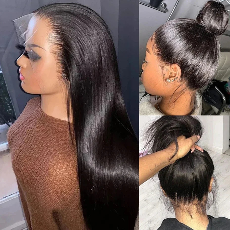 Bone Straight Human Hair Wigs For Women 180% Density 4X4 HD Transparent Lace Closure Wig Pre Plucked 13x4 13x6 Lace Front Wig