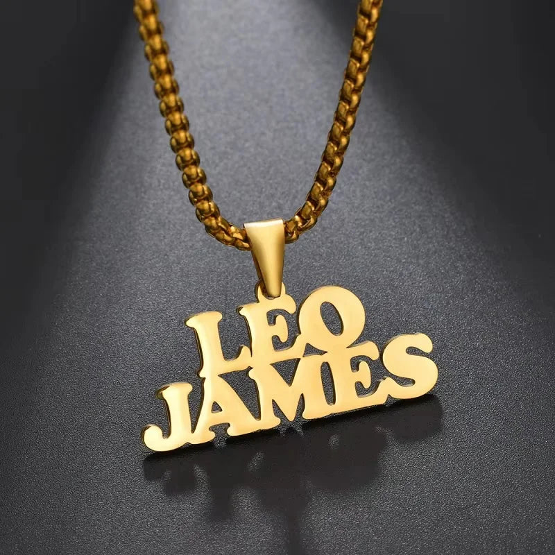 Lemegeton Custom Name Necklace Men Stainless Steel Jewelry Personalized Crown Pendant Customized Punk Thick Chain Party Gifts