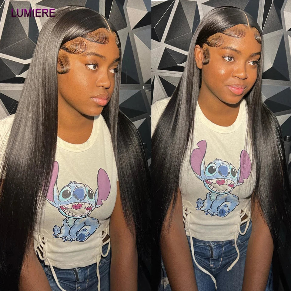 Bone Straight Human Hair Bundles with 13x4 HD Transparent Lace Frontal Closure And Bundle 100% Virgin Hair Weave 3/4 Bundle Deal