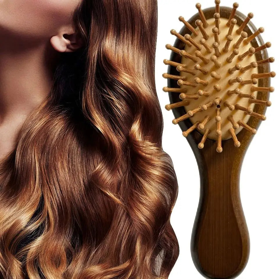 Premium Wooden Bamboo Hair Brush – Anti-Hair Loss Comb with Massage Scalp Teeth