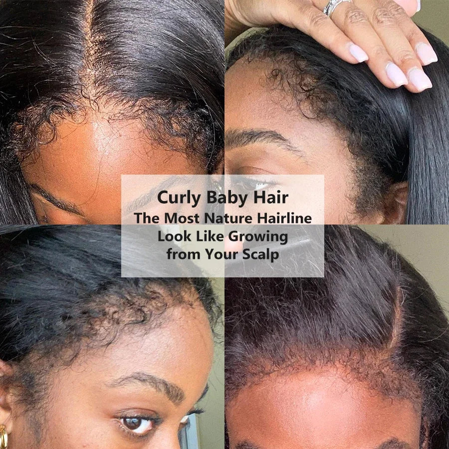 4C Kinky Edges Curly Baby Hair Wig 13x6 HD Lace Frontal Wig 100% Human Hair Body Wave 13x4 Lace Front Human Hair Wigs for Women
