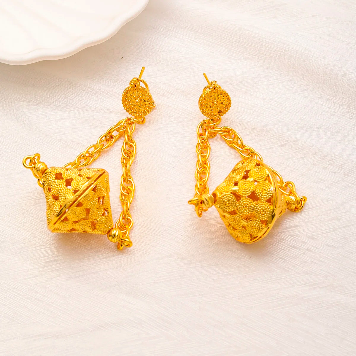 Indian 24K Gold Color Necklace Earrings Jewelry Sets Nigerian Party Bridal Wedding Women