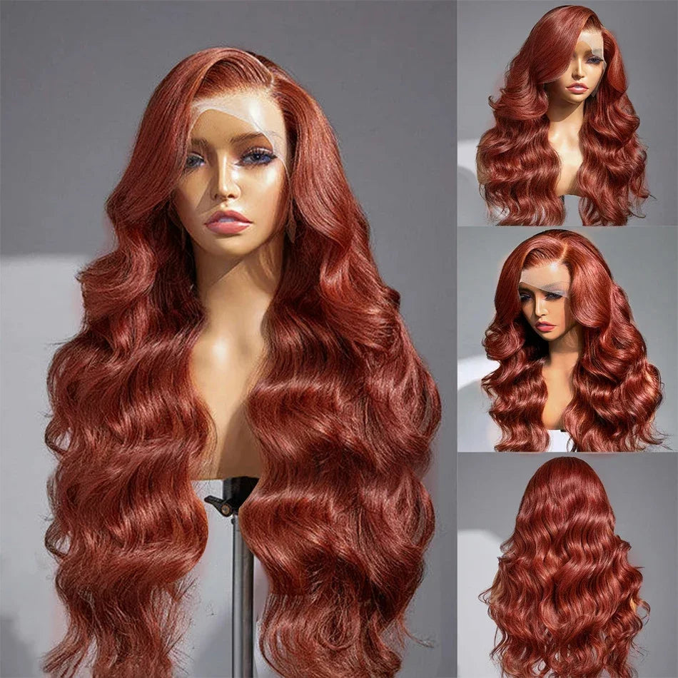 220 Density Reddish Brown 13x6 HD Lace Front Wigs Human Hair 13x4 Body Wave Colored Lace Frontal Wig 13x6 Chocolate Borwn Wig