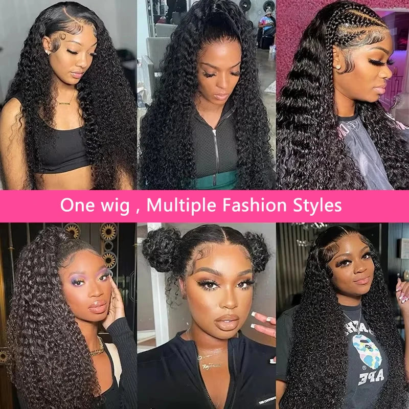 13x6 Hd Lace Frontal Wig Human Hair Brazilian Curly Wigs Pre Plucked Wet And Wavy 36 Inch Deep Wave Human Hair Lace Frontal Wig