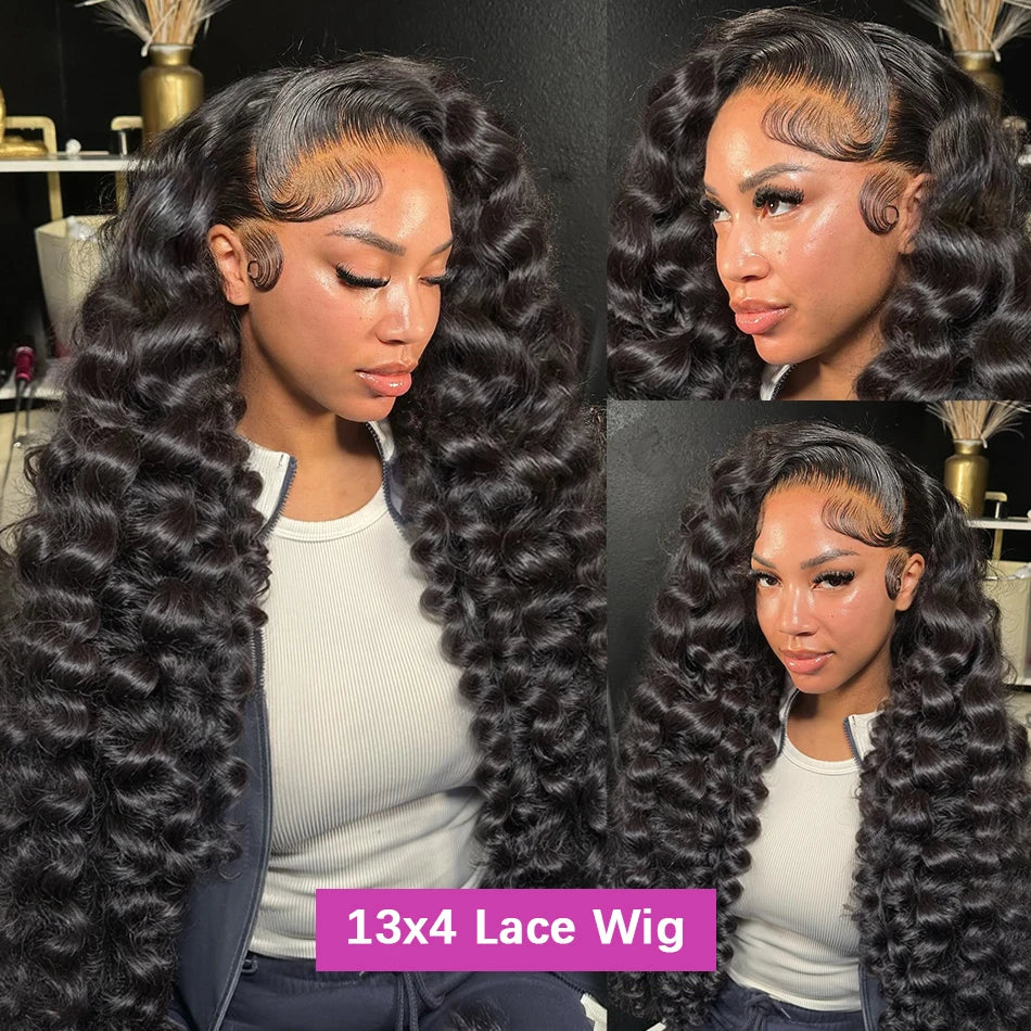 Lace Frontal Wig Loose Deep Wave Curly Human Hair Wig Preplucked Water Wave Brazilian Lace Front Wigs