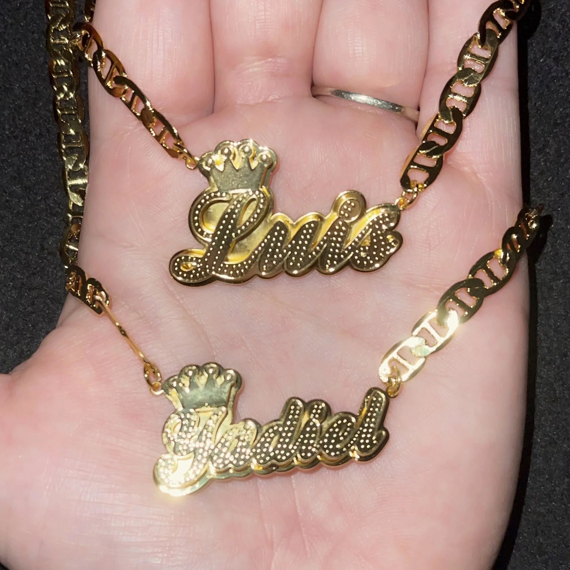 Necklace with Crown Personalized Double Layer Pendant Flat Chain Women's Stainless Steel Jewelry