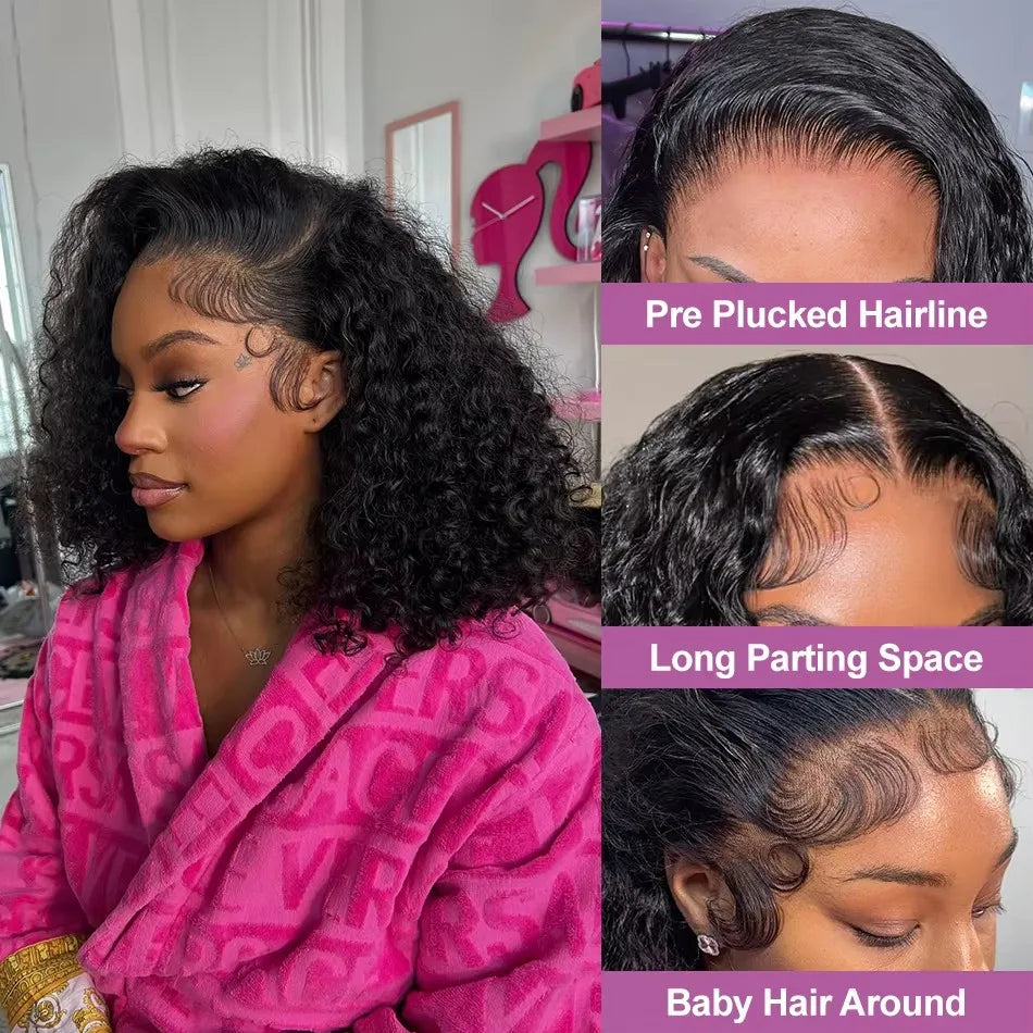Bob Wig Human Hair Curly Wigs Short Deep Wave 13x6 Hd Lace Frontal Wig Brazilian 5x5 Closure Bob Wig For Women