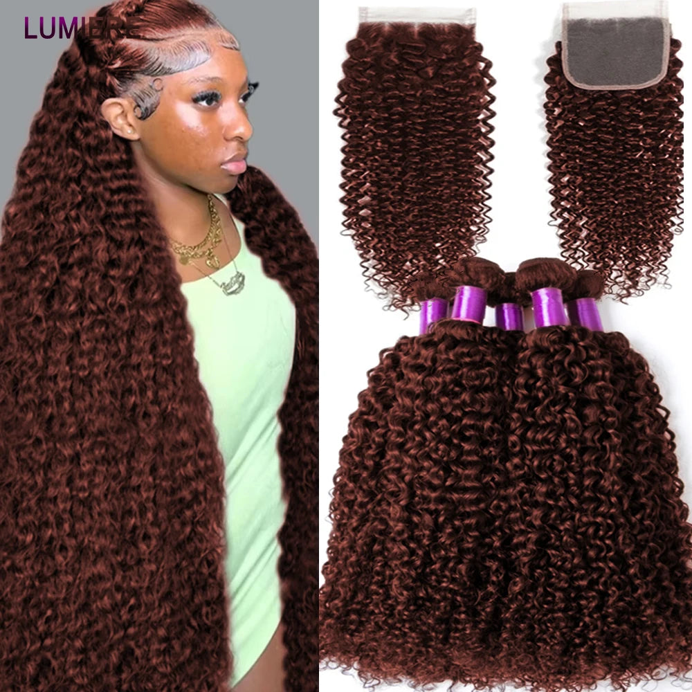 Kinky Curly Virgin Hair Bundles with HD Lace Closure