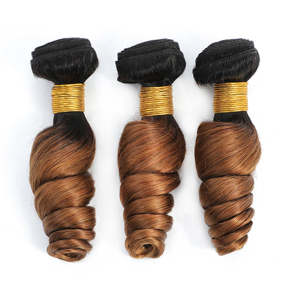 10A Loose Wave Bundles with Closure Wet and Wavy Brazilian Ocean wave 100% Human Hair 3 Bundles with 4x4 Lace Closure