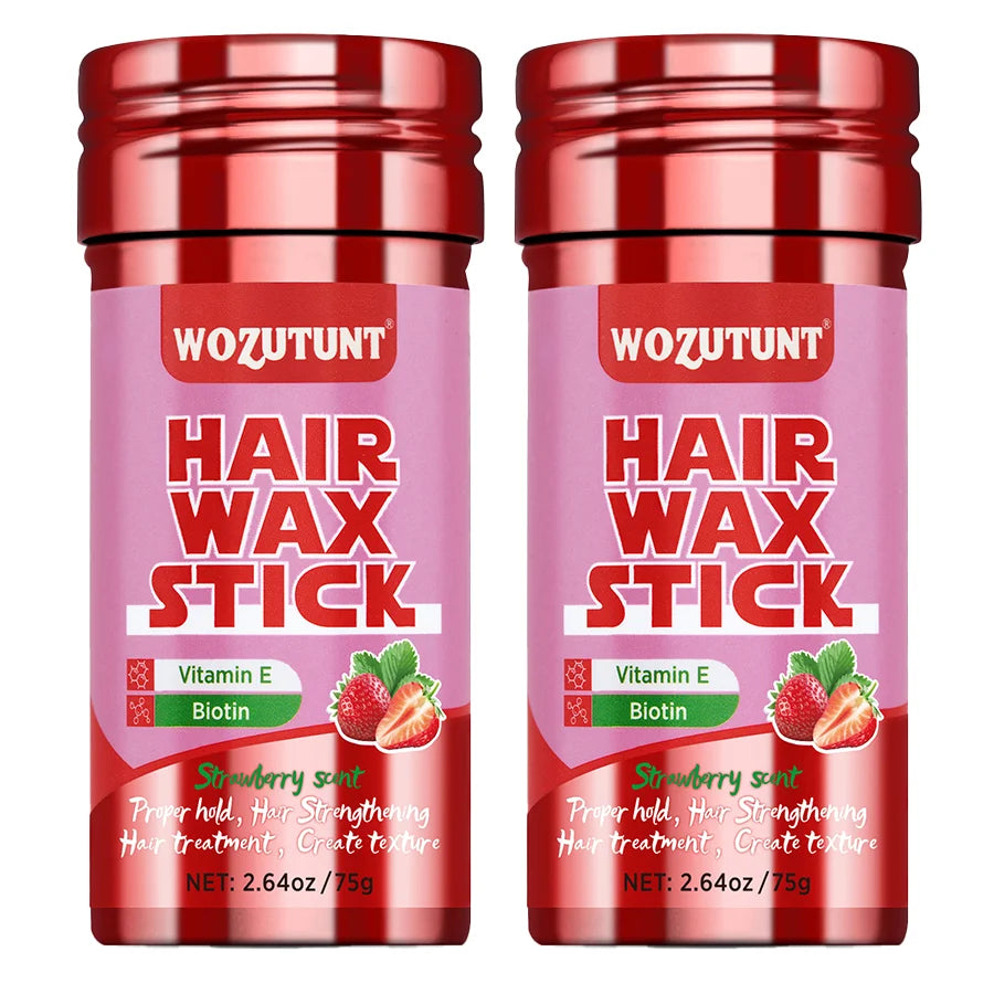 Strawberry Hair Wax Stick – Vitamin E Styling Pomade for Frizz Control & Texture