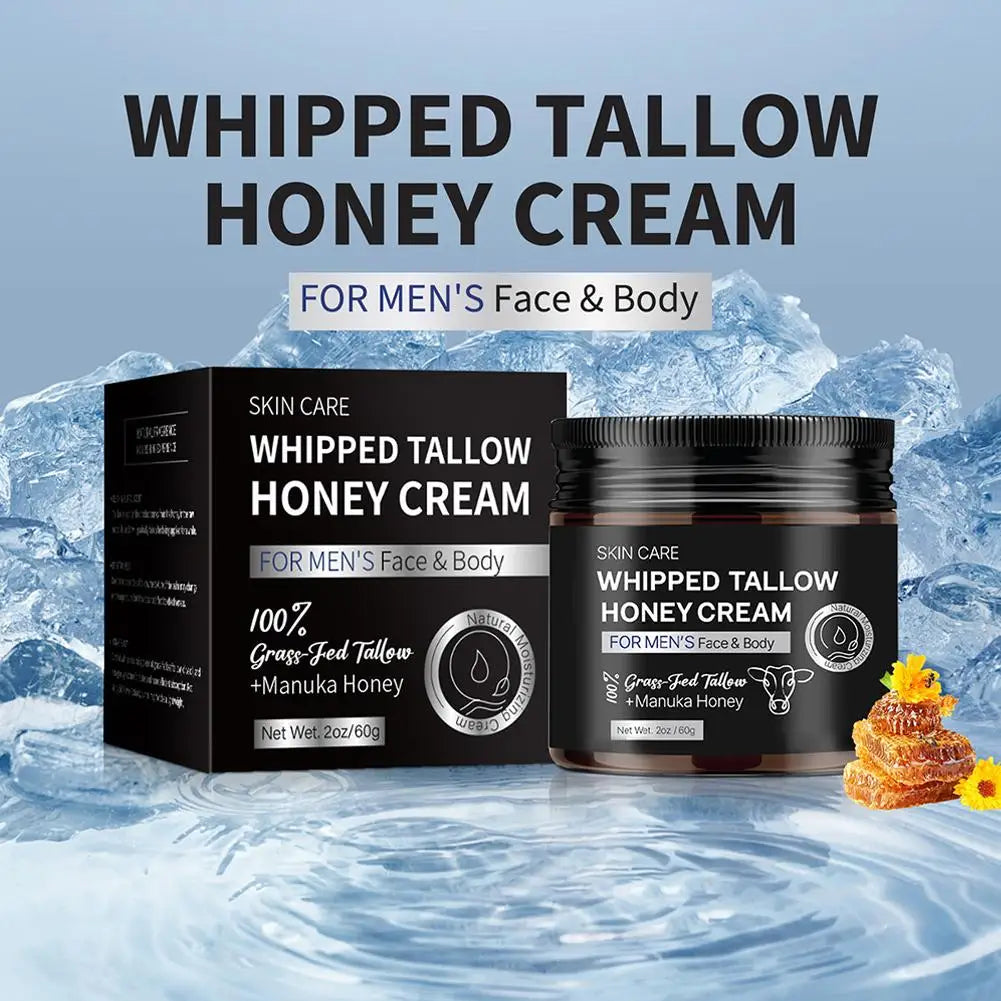 Whipped Beef Tallow Honey Face Cream – Deep Moisturizer for Men (50ml)