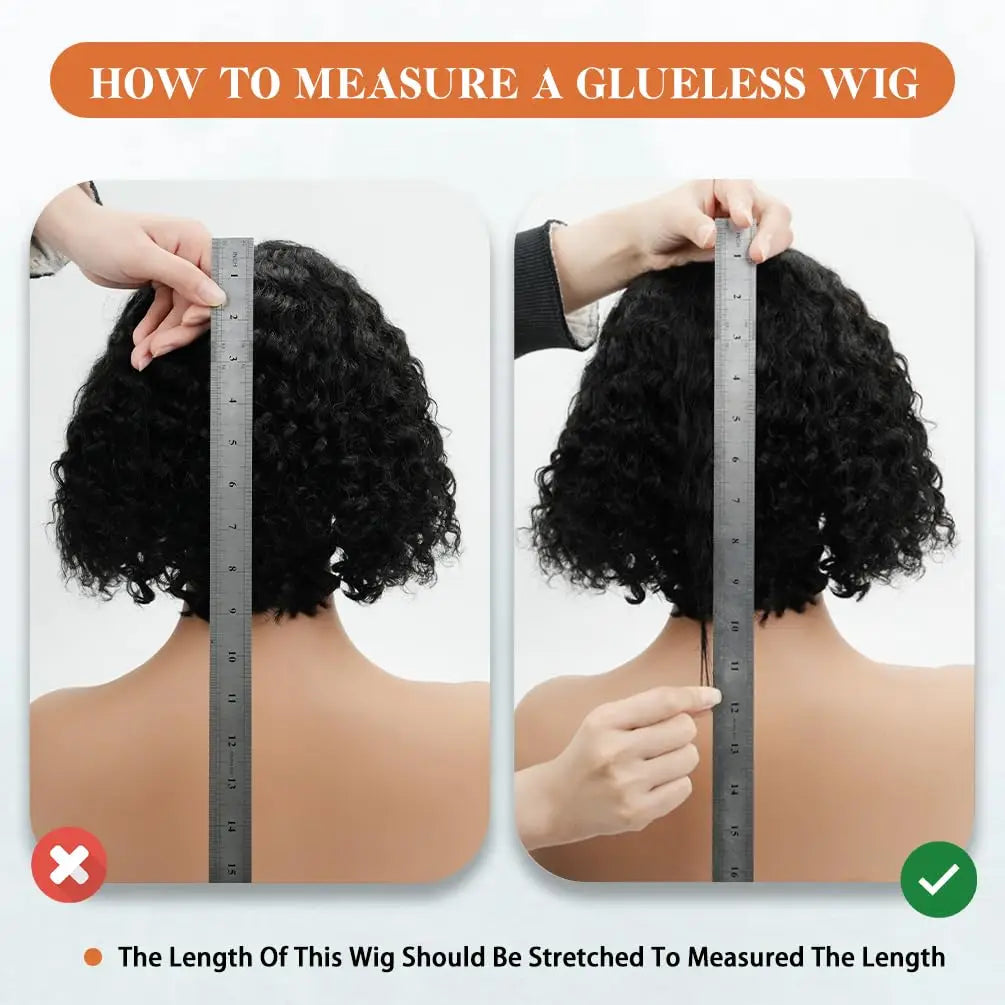 Wear and Go Bob Wig Human Hair Water Wave Glueless Wigs Pre Plucked Pre Cut 2x4 Lace  150%-200%-250% Density for Women Friendly